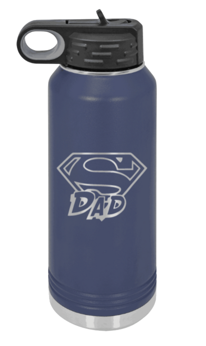 Super Dad - 32oz Water Bottle Laser Engraved- Navy