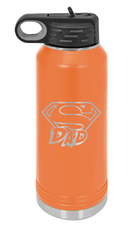Super Dad - 32oz Water Bottle Laser Engraved- Orange