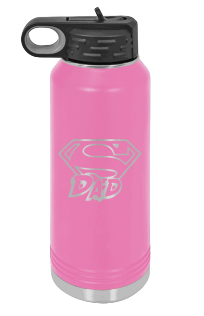 Super Dad - 32oz Water Bottle Laser Engraved- Pink