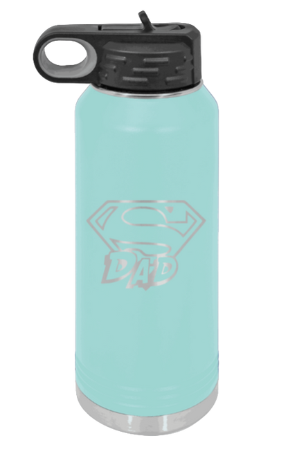 Super Dad - 32oz Water Bottle Laser Engraved- Teal