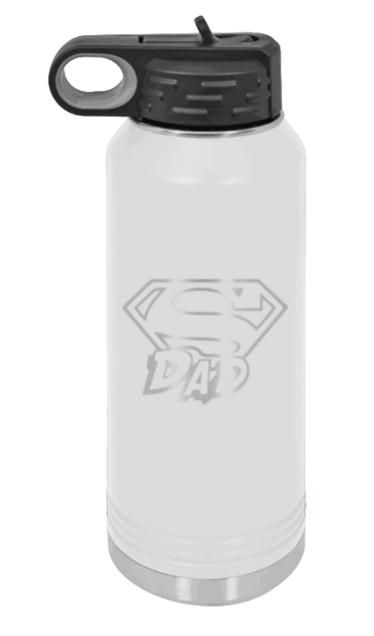 Super Dad - 32oz Water Bottle Laser Engraved- White
