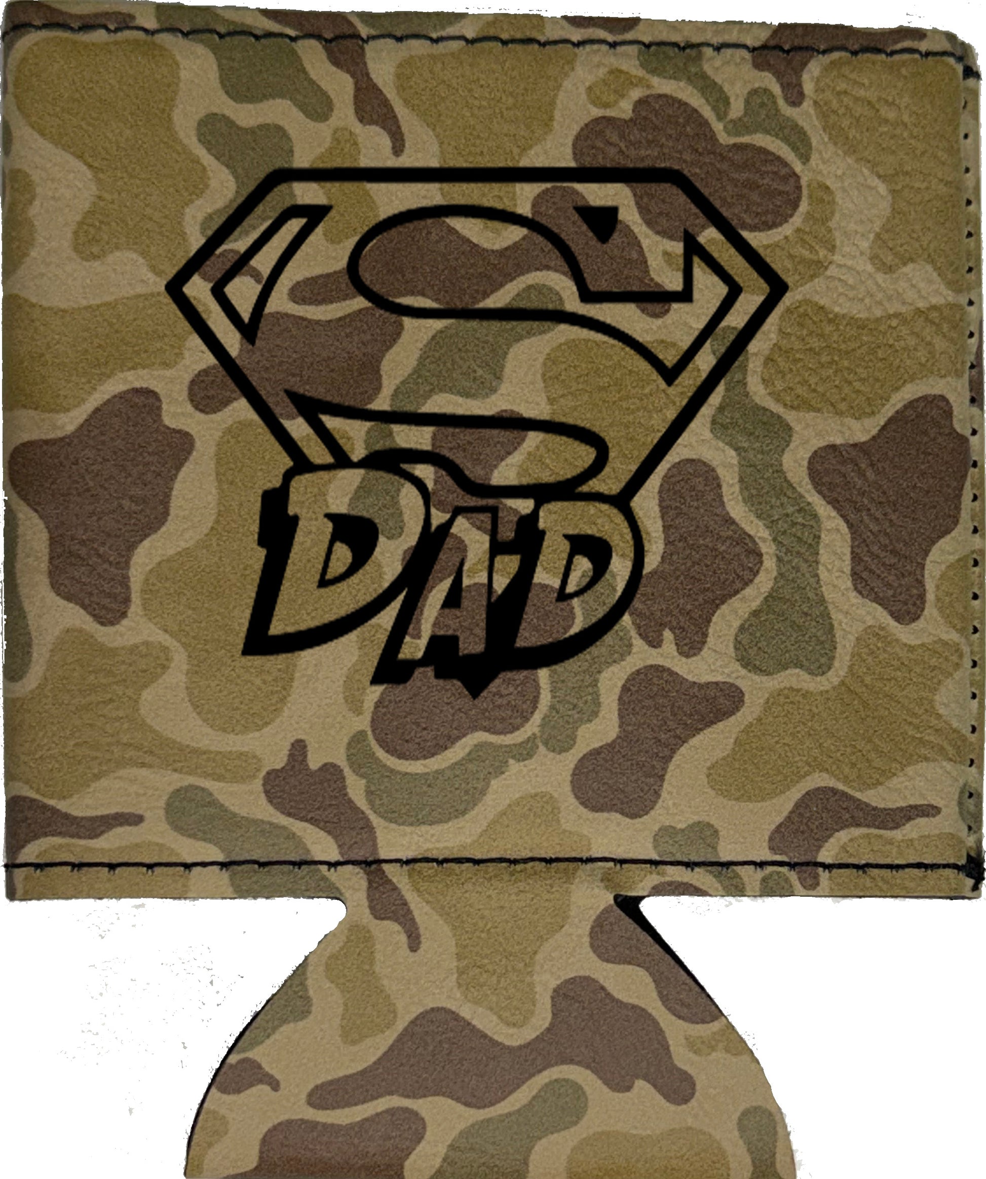 Super Dad Magnetic Leather Koozie-Duck Camo