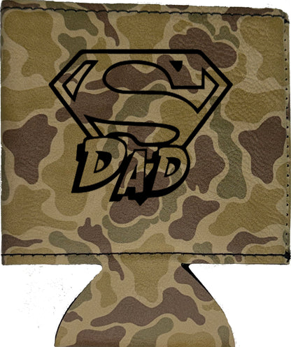 Super Dad Magnetic Leather Koozie-Duck Camo