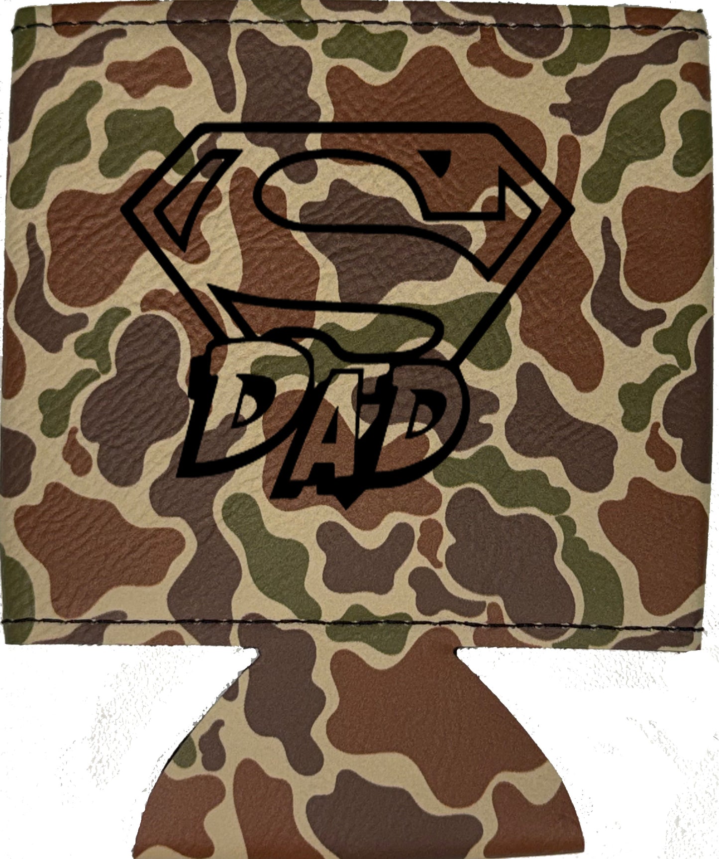 Super Dad Magnetic Leather Koozie-Fowl Play Camo
