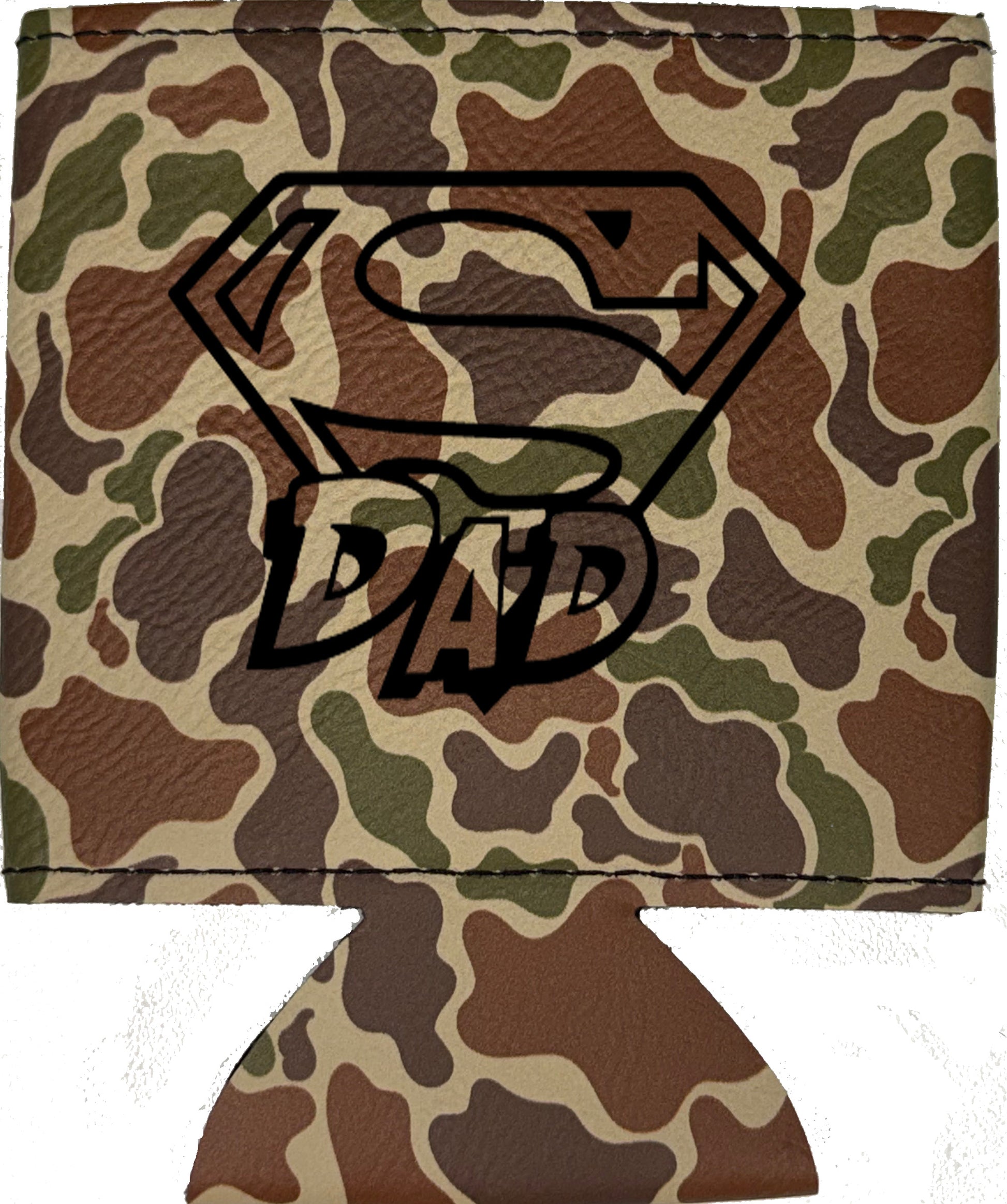 Super Dad Magnetic Leather Koozie-Fowl Play Camo