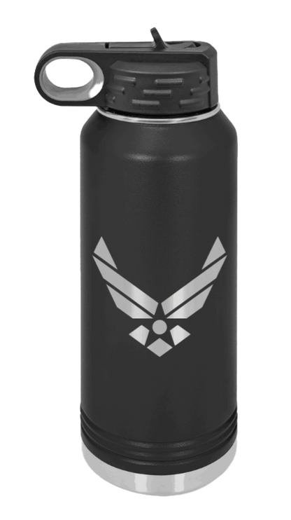 Air Force - 32oz Water Bottle Laser Engraved- Black