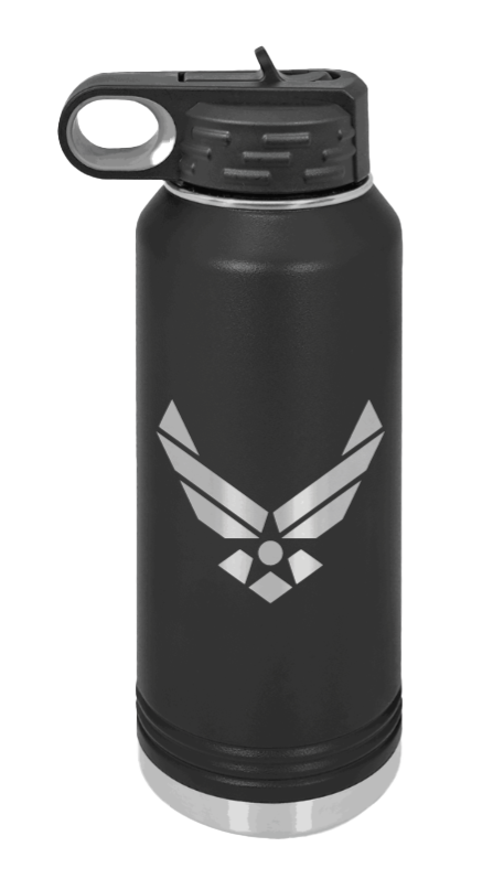 Air Force - 32oz Water Bottle Laser Engraved- Black