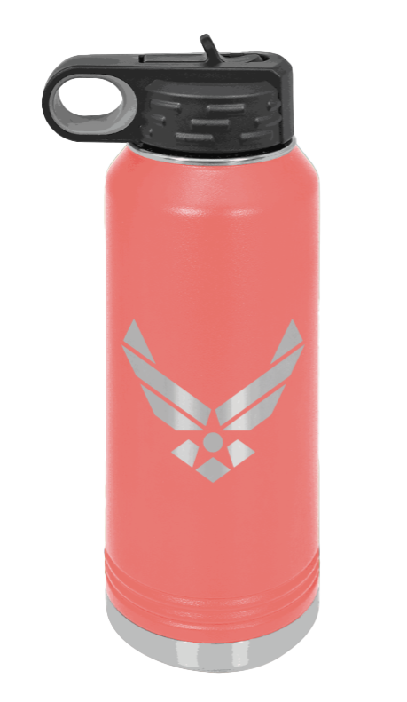 Air Force - 32oz Water Bottle Laser Engraved- Coral