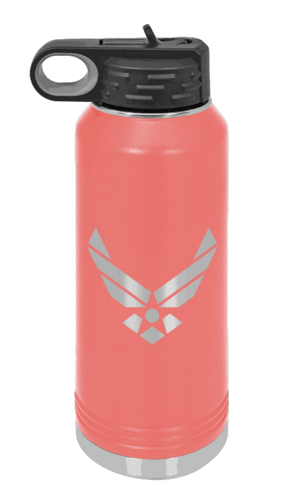Air Force - 32oz Water Bottle Laser Engraved- Coral