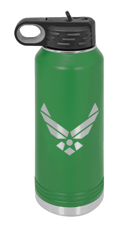Air Force - 32oz Water Bottle Laser Engraved- Green