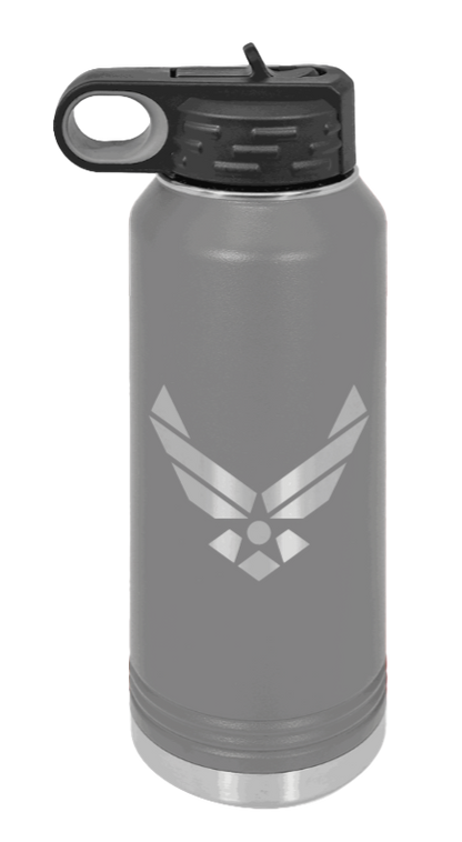Air Force - 32oz Water Bottle Laser Engraved- Dark Grey