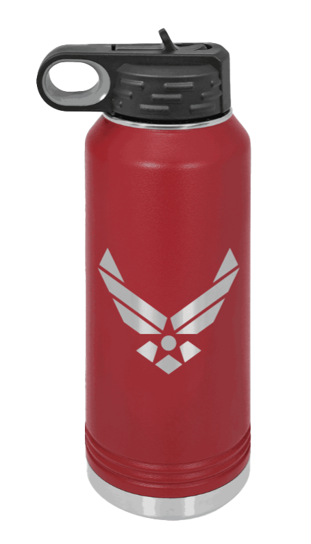 Air Force - 32oz Water Bottle Laser Engraved- Maroon