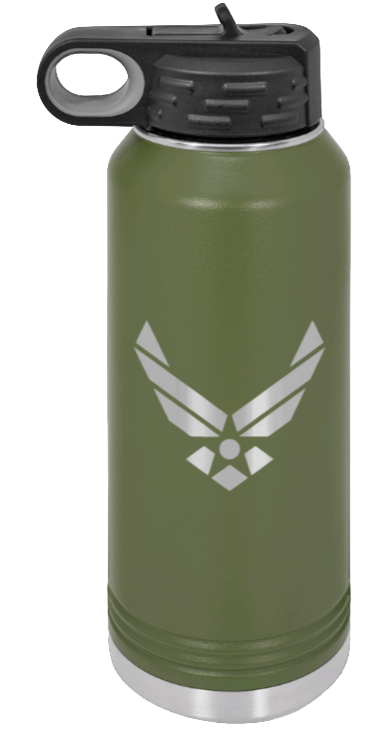 Air Force - 32oz Water Bottle Laser Engraved- Olive