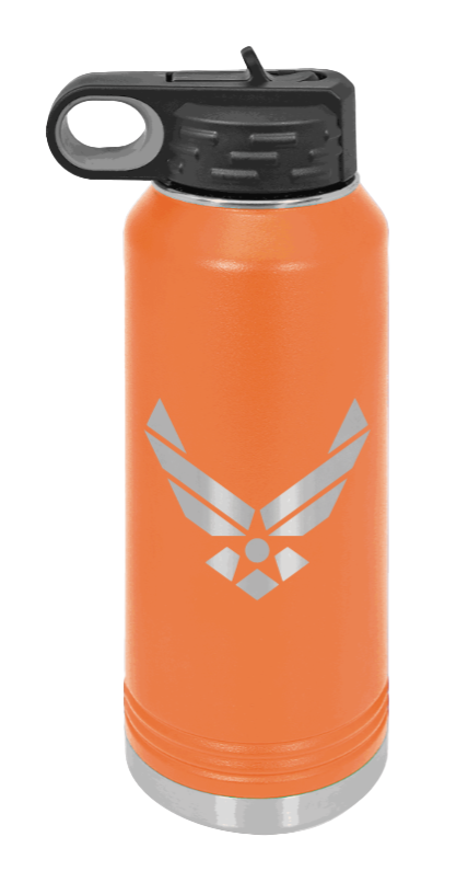 Air Force - 32oz Water Bottle Laser Engraved- Orange