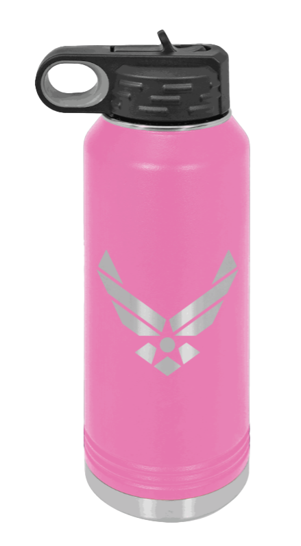 Air Force - 32oz Water Bottle Laser Engraved- Pink