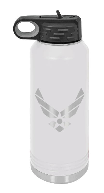 Air Force - 32oz Water Bottle Laser Engraved- White