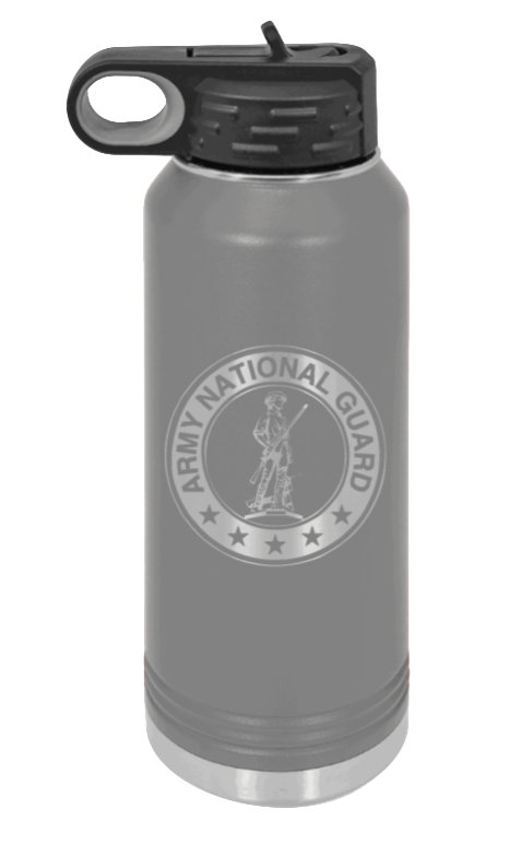 National Guard - 32oz Water Bottle Laser Engraved- Dark Grey