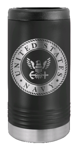 Navy Laser Engraved Slim Can Insulated Koosie