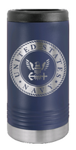 Load image into Gallery viewer, Navy Laser Engraved Slim Can Insulated Koosie
