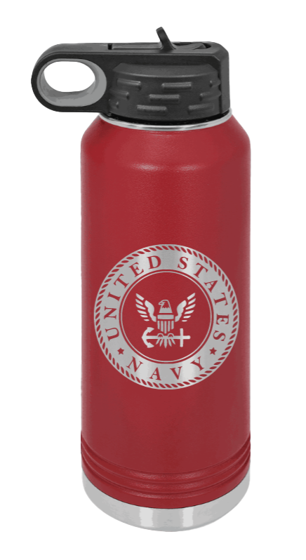 Navy  - 32oz Water Bottle Laser Engraved- Maroon
