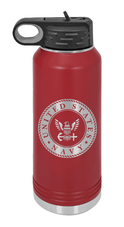 Navy  - 32oz Water Bottle Laser Engraved- Maroon