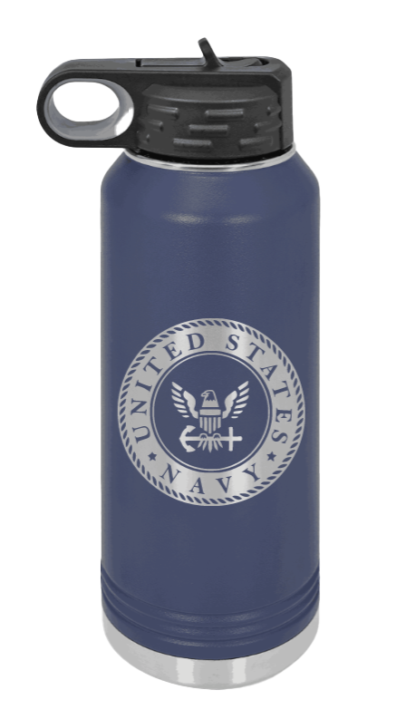 Navy  - 32oz Water Bottle Laser Engraved- Navy