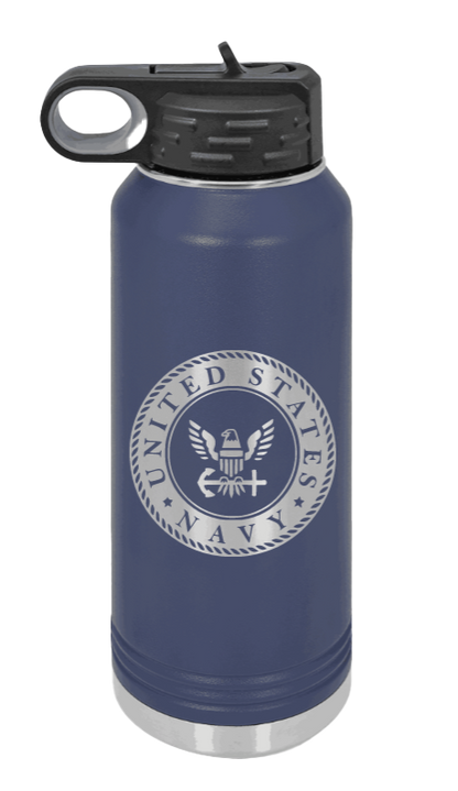 Navy  - 32oz Water Bottle Laser Engraved- Navy