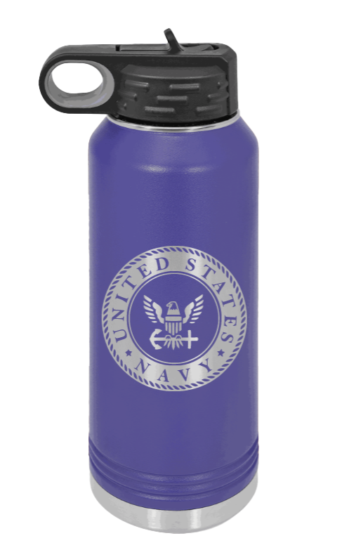 Navy  - 32oz Water Bottle Laser Engraved- Purple