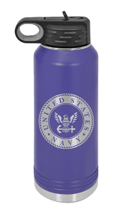 Navy  - 32oz Water Bottle Laser Engraved- Purple