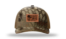 Load image into Gallery viewer, Army Flag Leather Patch Richardson 112PFP Camo Hat

