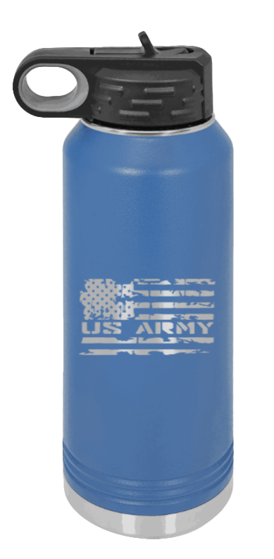Army Flag - 32oz Water Bottle Laser Engraved- Royal Blue