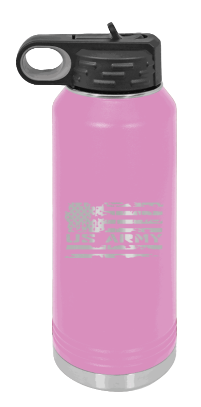 Army Flag - 32oz Water Bottle Laser Engraved- Light Purple