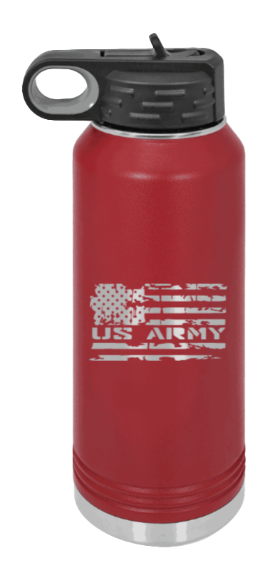 Army Flag - 32oz Water Bottle Laser Engraved- Maroon