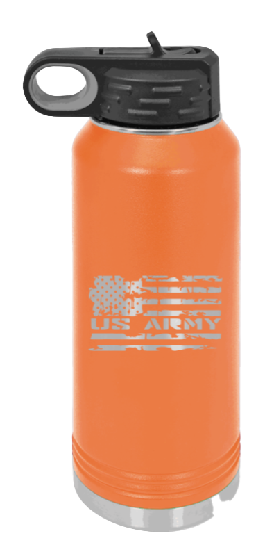 Army Flag - 32oz Water Bottle Laser Engraved- Orange