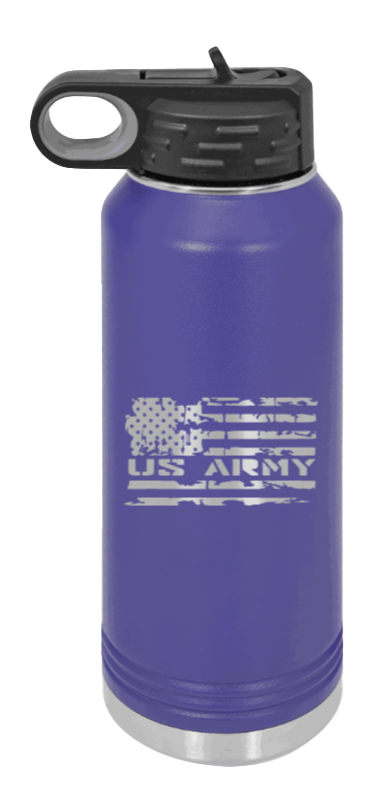 Army Flag - 32oz Water Bottle Laser Engraved- Purple