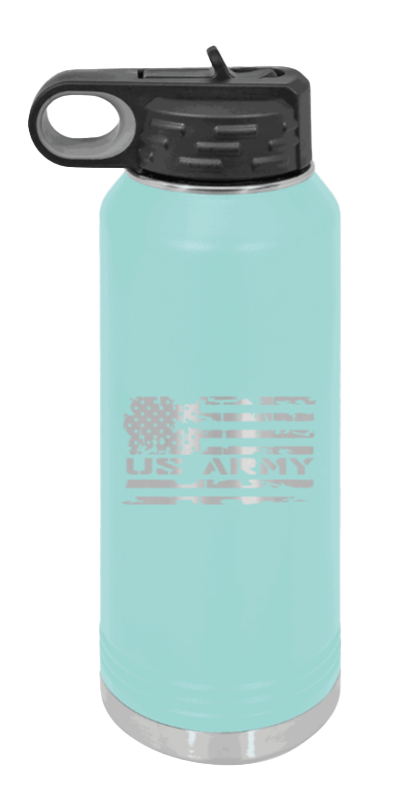 Army Flag - 32oz Water Bottle Laser Engraved- Teal