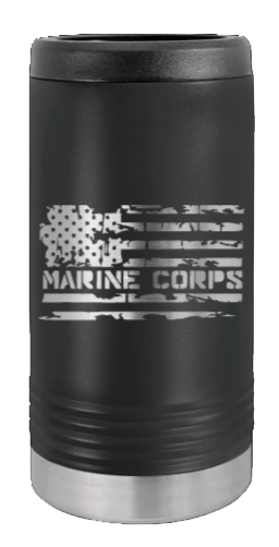 Marine Corps Flag Laser Engraved Slim Can Insulated Koosie