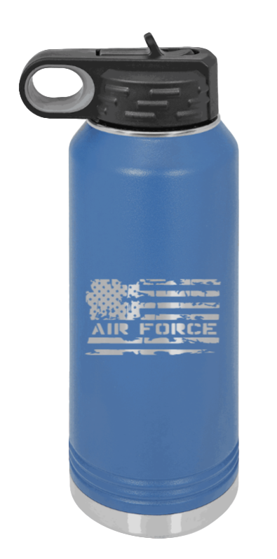 Air Force Flag - 32oz Water Bottle Laser Engraved- Royal Blue