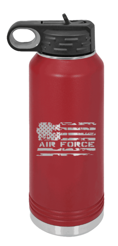 Air Force Flag - 32oz Water Bottle Laser Engraved- Maroon