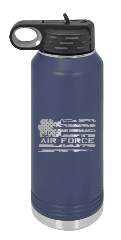 Air Force Flag - 32oz Water Bottle Laser Engraved- Navy