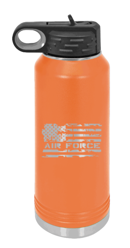 Air Force Flag - 32oz Water Bottle Laser Engraved- Orange