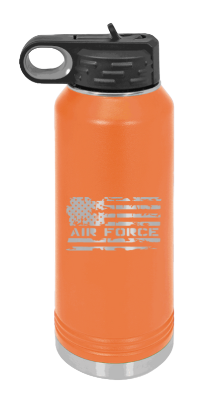 Air Force Flag - 32oz Water Bottle Laser Engraved- Orange