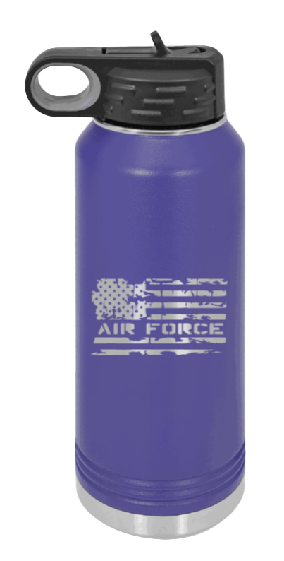 Air Force Flag - 32oz Water Bottle Laser Engraved- Purple