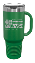 Load image into Gallery viewer, Navy Flag 40oz Handle Mug Laser Engraved

