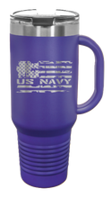 Load image into Gallery viewer, Navy Flag 40oz Handle Mug Laser Engraved
