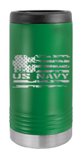 Load image into Gallery viewer, Navy Flag Laser Engraved Slim Can Insulated Koosie
