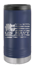 Load image into Gallery viewer, Navy Flag Laser Engraved Slim Can Insulated Koosie
