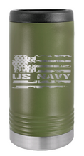 Load image into Gallery viewer, Navy Flag Laser Engraved Slim Can Insulated Koosie
