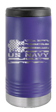 Load image into Gallery viewer, Navy Flag Laser Engraved Slim Can Insulated Koosie
