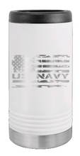 Load image into Gallery viewer, Navy Flag Laser Engraved Slim Can Insulated Koosie
